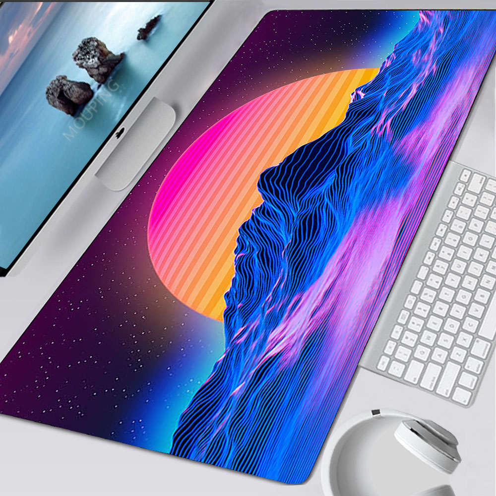 Gaming Accessories For Table - Vaporwave Mousepad Retrowave/synthwave 900x400 마우스 패드
